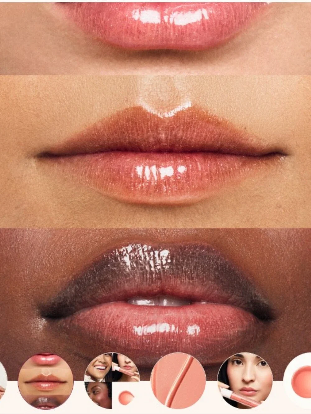 RARE BEAUTY Beam Lip Gloss — Peachy Coral with Pink Pearl